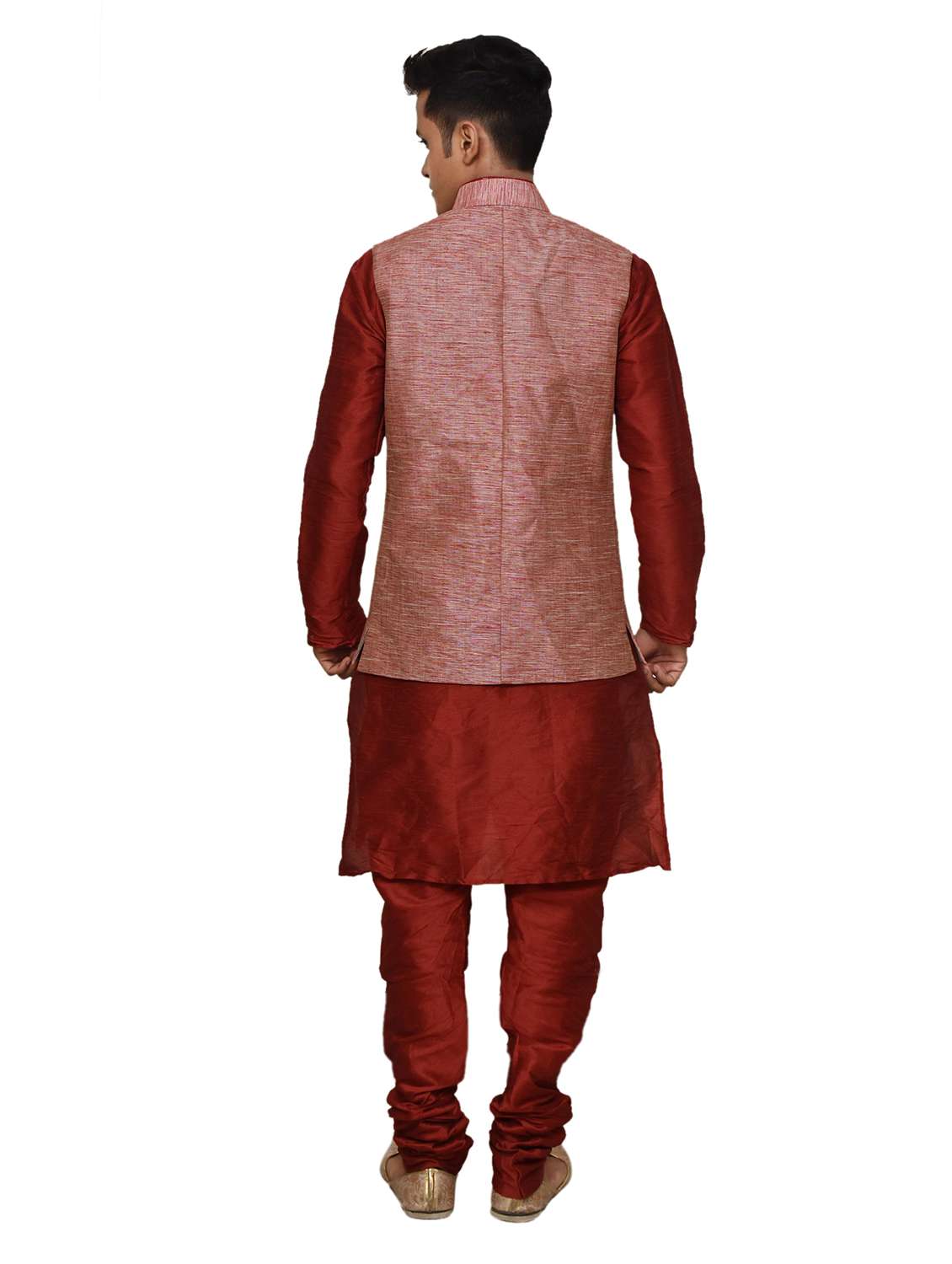 silk blend kurta pyjama with jacket  - 19188083 -  Standard Image - 2