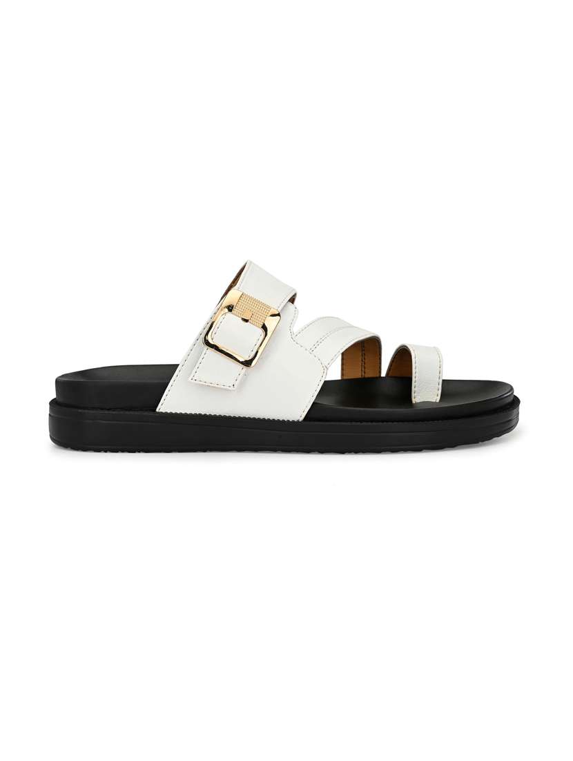 white synthetic & mesh slip on sandals - 19190380 -  Standard Image - 2