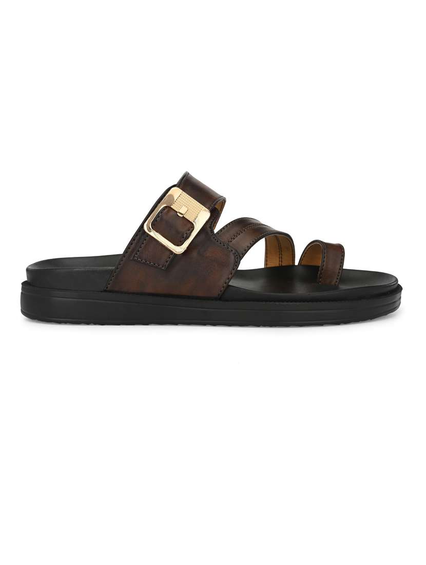 brown synthetic & mesh slip on sandals - 19190382 - Standard Image - 2