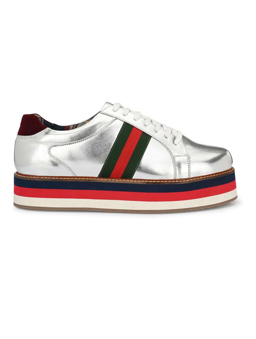 men silver lace up sneakers - 19191070 -  Standard Image - 2