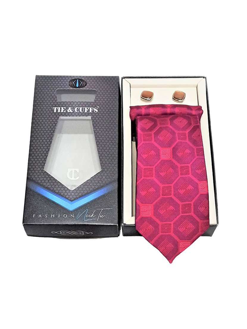 men self design tie, pocket square & cufflinks combo  