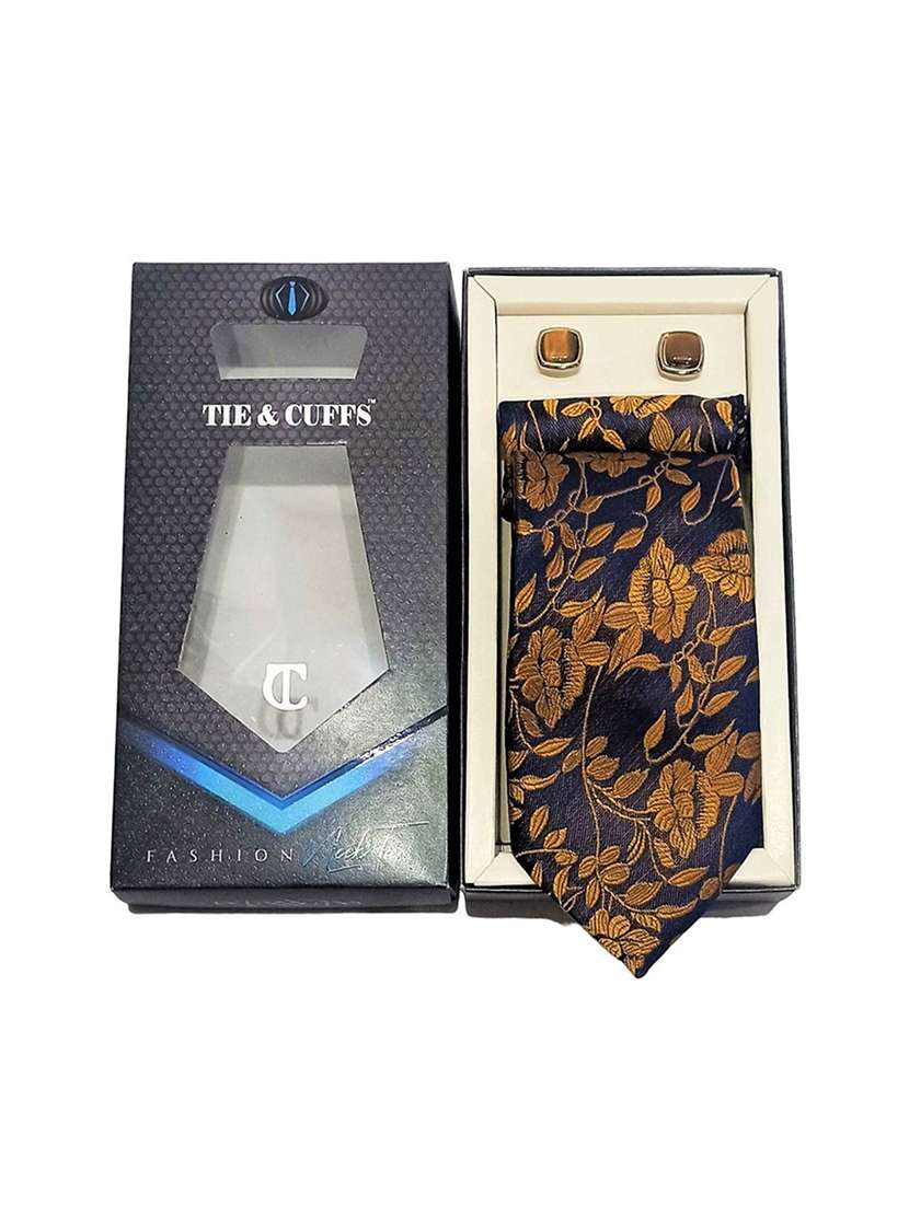 men self design tie, pocket square & cufflinks combo  