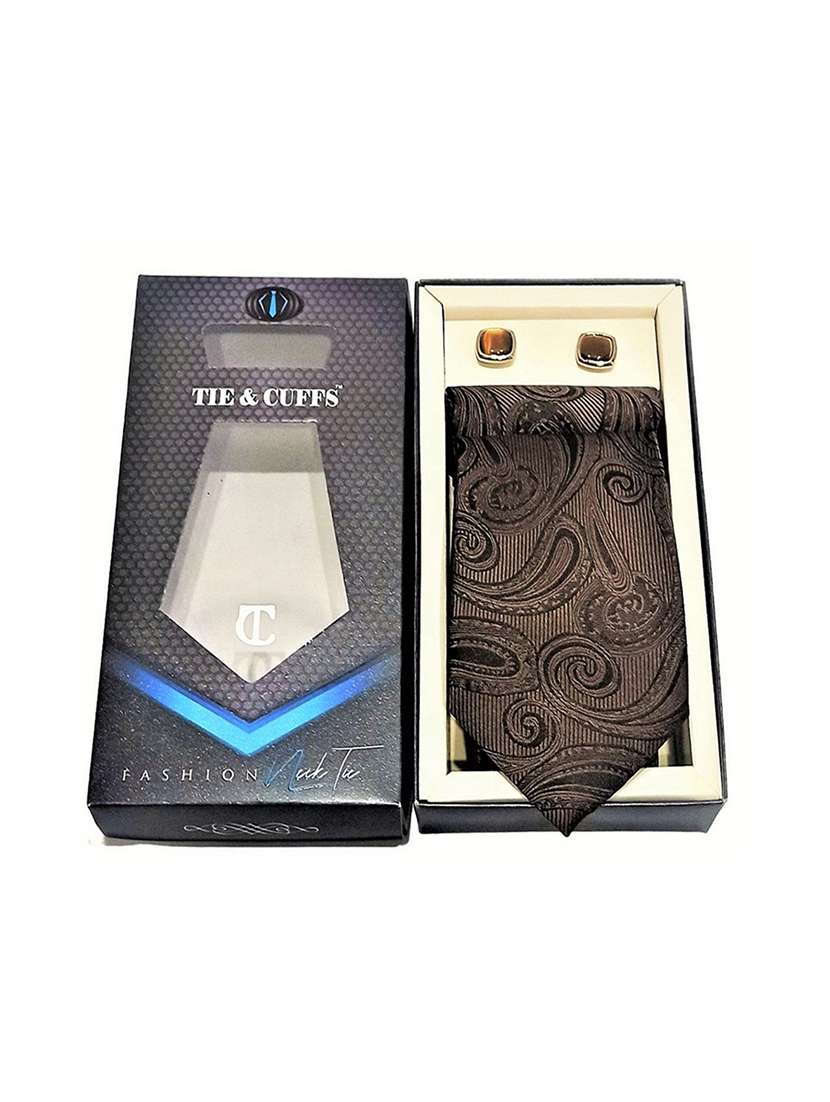 men self design tie, pocket square & cufflinks combo  