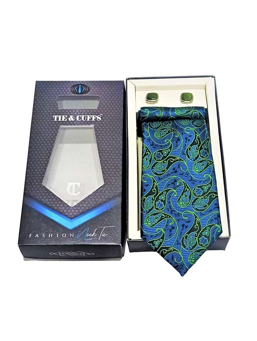 men self design tie, pocket square & cufflinks combo  