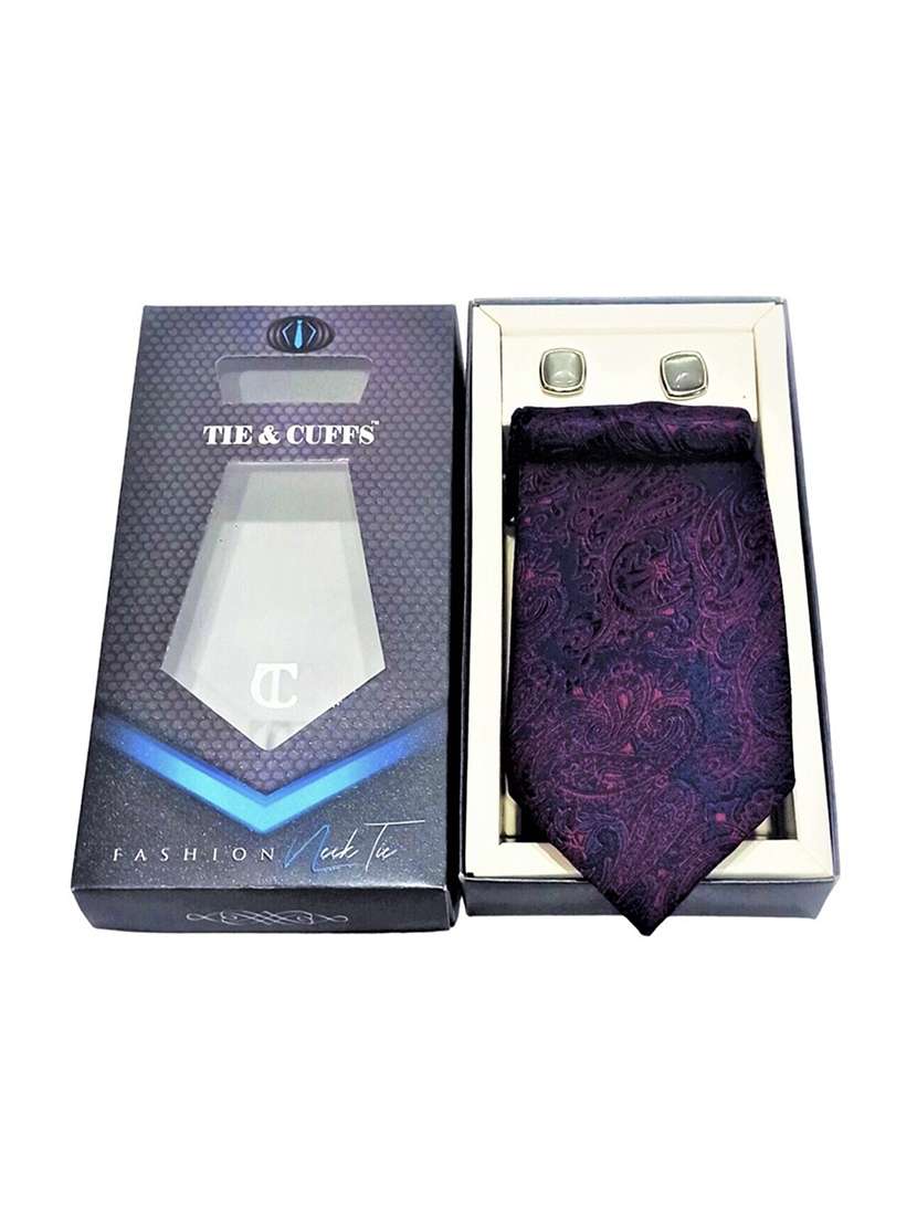 men self design tie, pocket square & cufflinks combo  