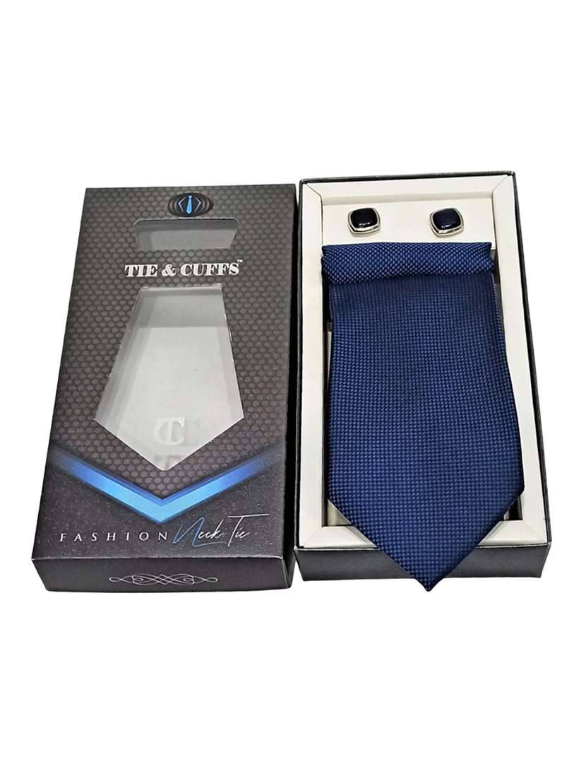 men self design tie, pocket square & cufflinks combo  