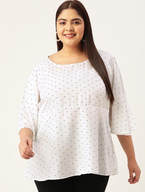 women plus size polka doted round neck top - 19196128 - Standard Image - 0
