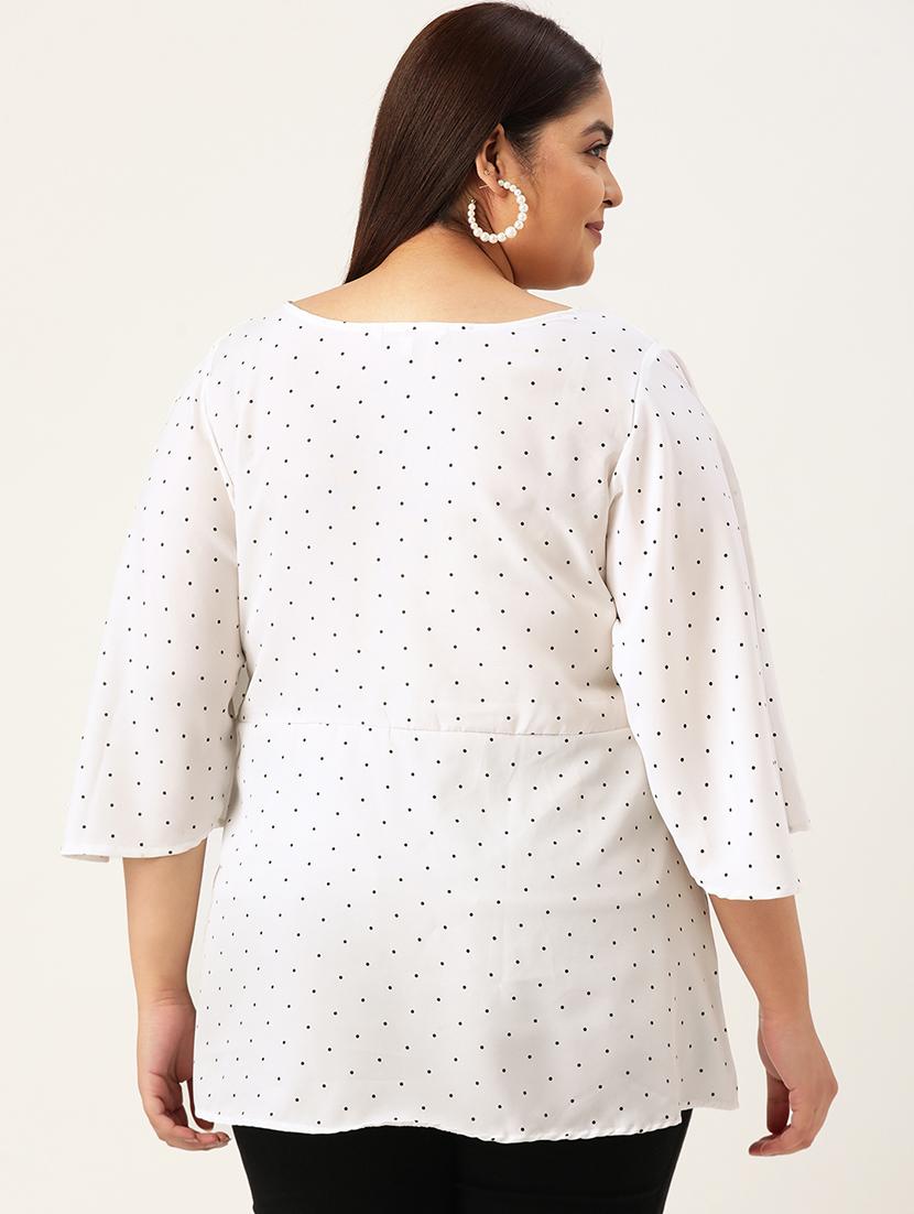 women plus size polka doted round neck top - 19196128 - Standard Image - 2