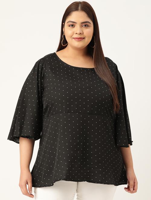 women plus size polka doted round neck top - 19196133 - Standard Image - 0