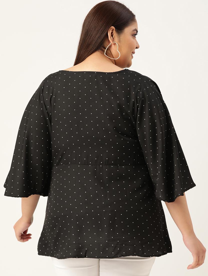 women plus size polka doted round neck top - 19196133 - Standard Image - 2