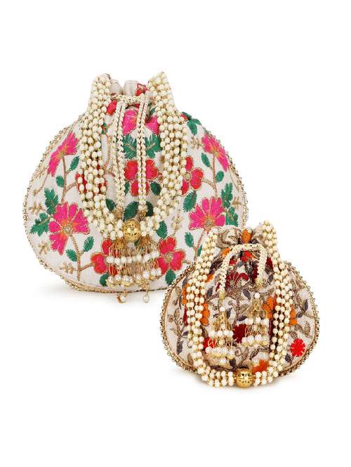 pack of 2 embroidered potlis - 19197103 - Standard Image - 0