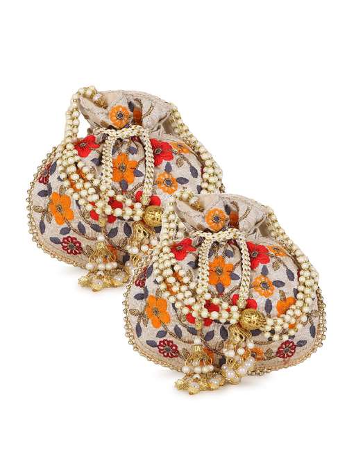 pack of 2 embroidered potlis - 19197110 - Standard Image - 0