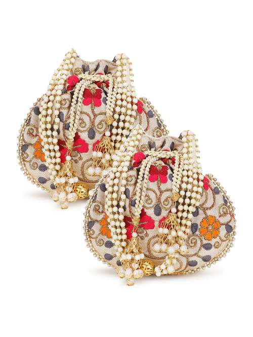 pack of 2 embroidered potlis - 19197112 - Standard Image - 0