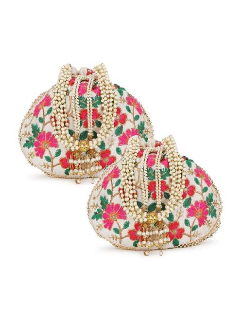pack of 2 embroidered potlis - 19197113 - Standard Image - 0