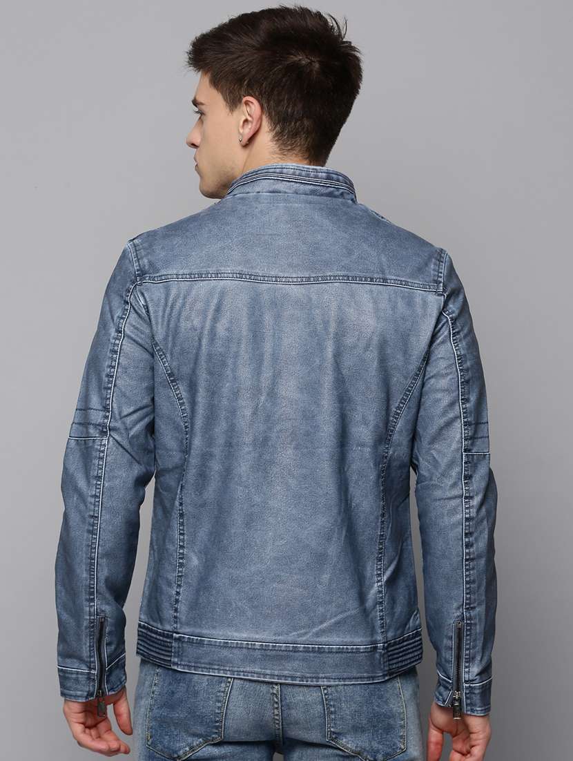 blue leather casual jacket - 19197400 -  Standard Image - 2