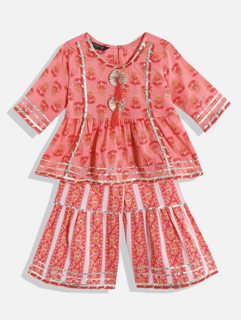 printed cotton kurta sharara set 