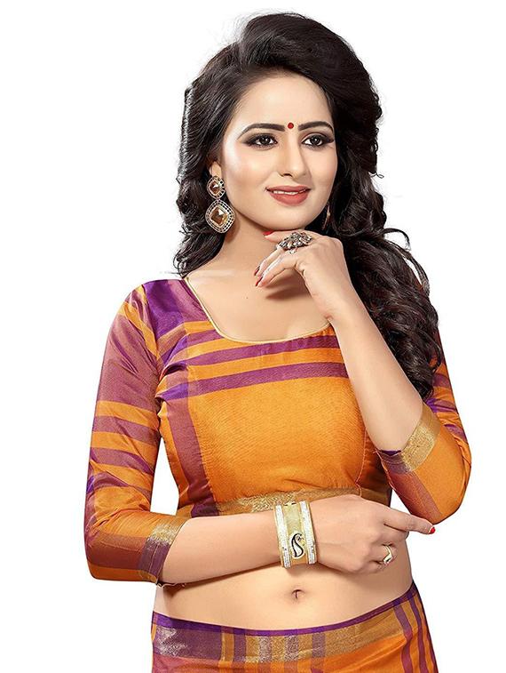 checkered woven saree - 19198000 - Standard Image - 2