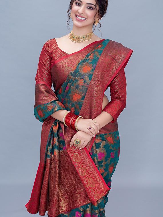 self design jamdani saree with blouse - 19198022 - Standard Image - 2