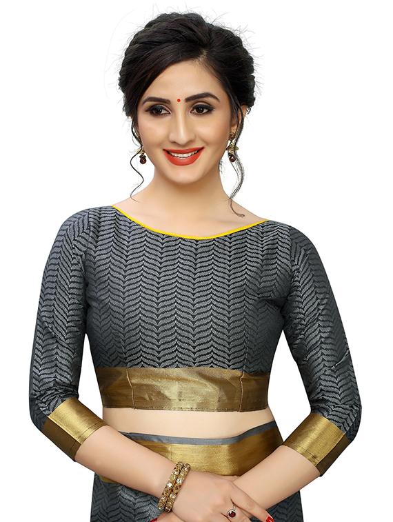self design woven saree with blouse - 19198178 - Standard Image - 2