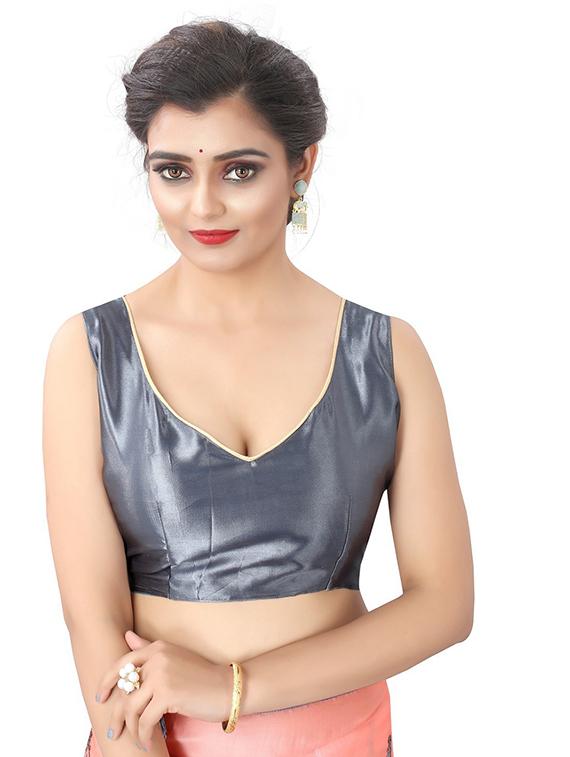 peach & grey ombre print saree with blouse - 19198393 - Standard Image - 2