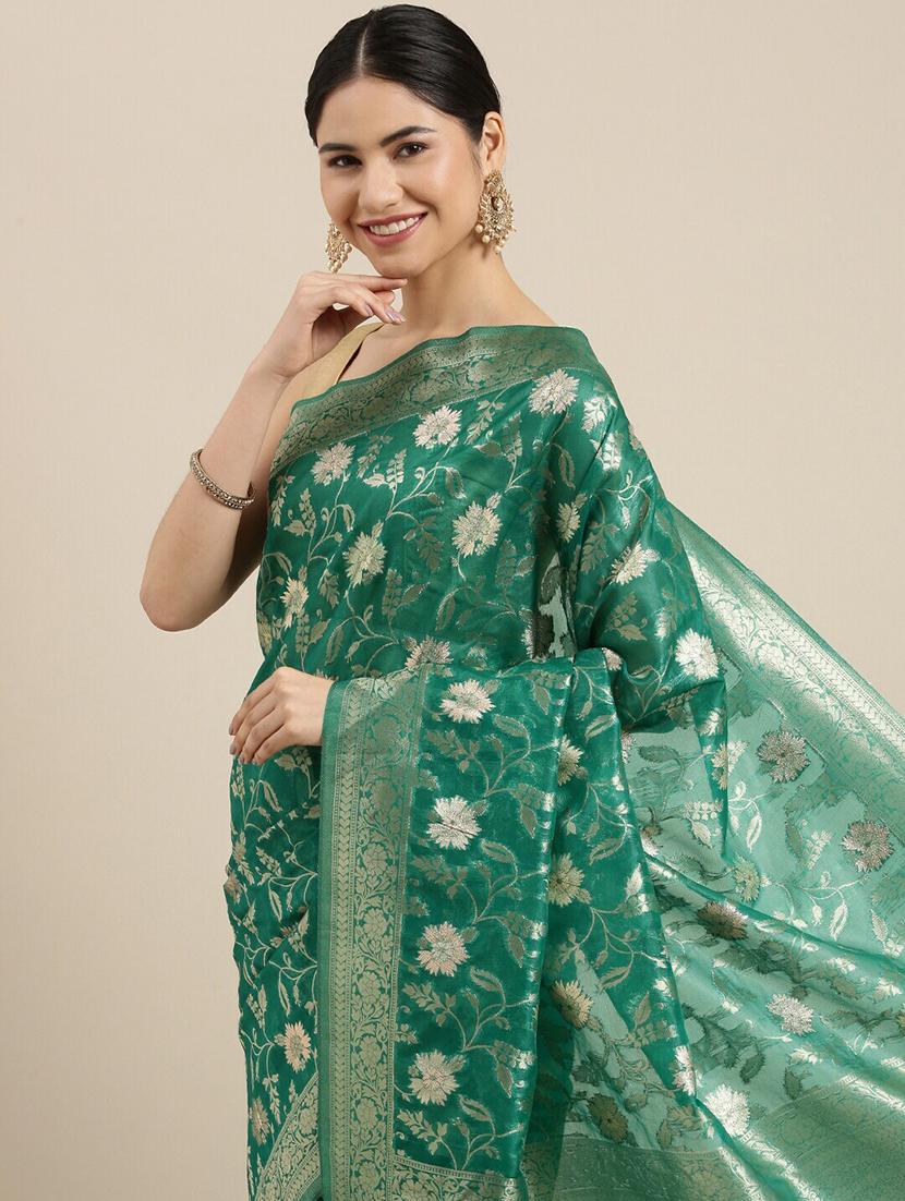 self design woven saree with blouse - 19198598 - Standard Image - 2