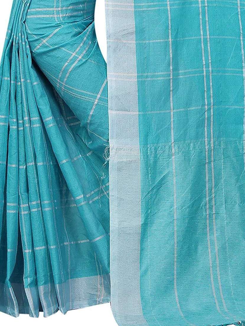 light blue check saree with blouse - 19198845 - Standard Image - 2