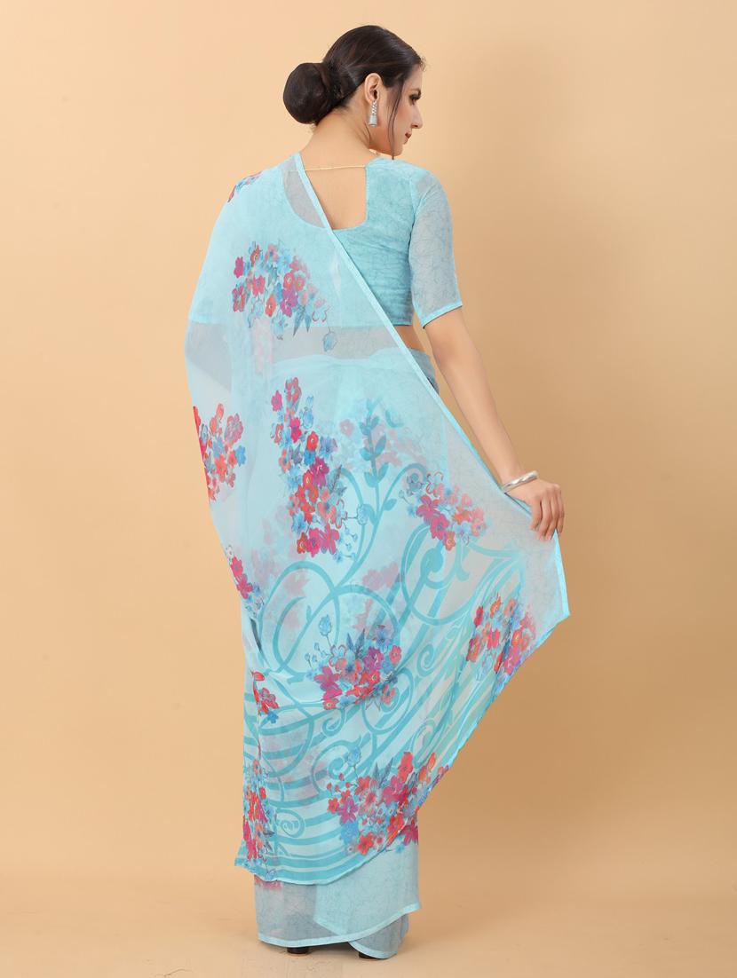 ethnic wear light blue colored saree set - 19199172 - Standard Image - 2