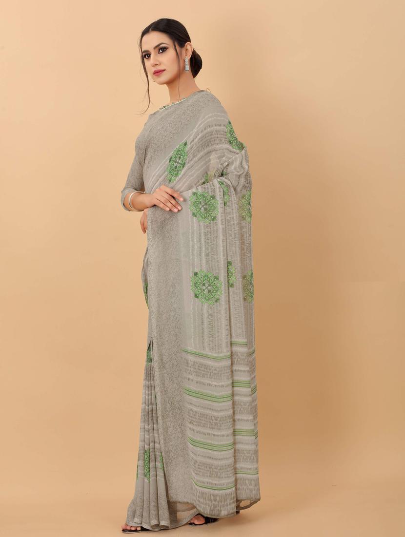 ethnic wear grey colored saree set with blouse - 19199177 - Standard Image - 2