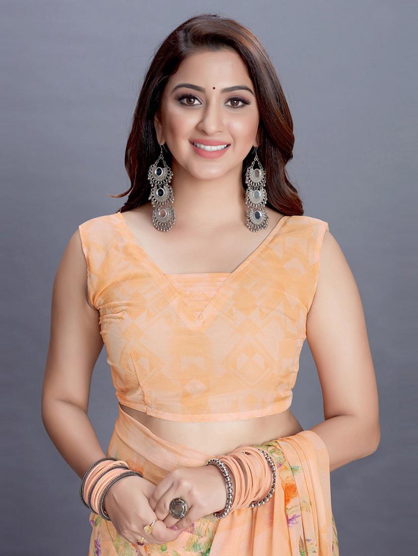 floral printed saree with blouse - 19199217 - Standard Image - 2