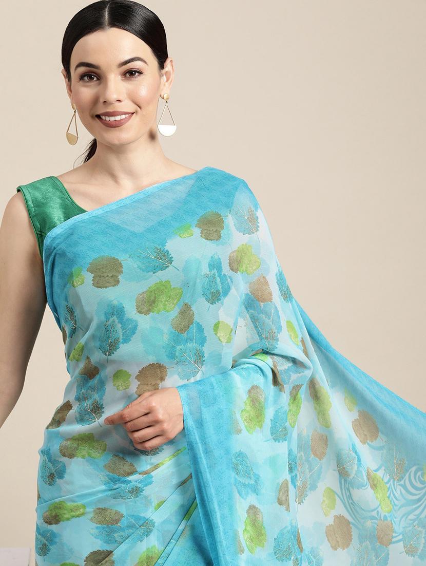 floral printed saree with blouse - 19199284 - Standard Image - 2