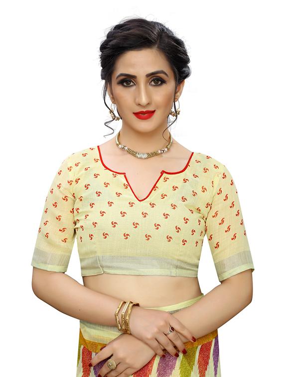 ikat printed cotton saree with blouse - 19199438 - Standard Image - 2