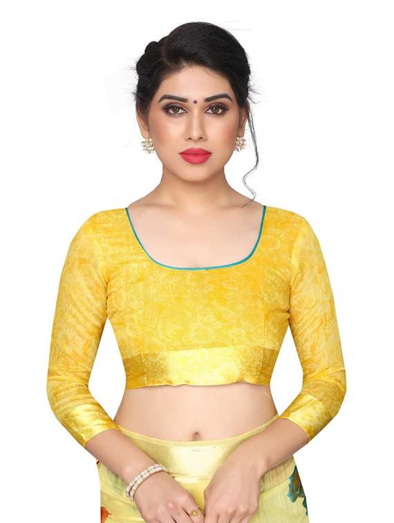 floral printed saree with blouse - 19199583 - Standard Image - 2
