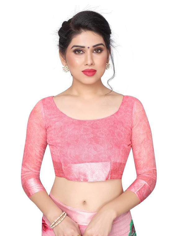 floral printed saree with blouse - 19199586 - Standard Image - 2