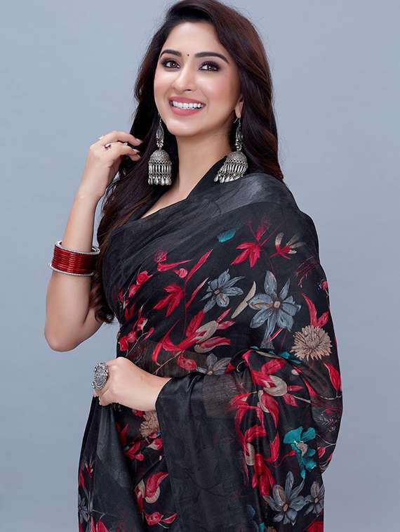 floral printed saree  with blouse - 19199602 -  Standard Image - 2