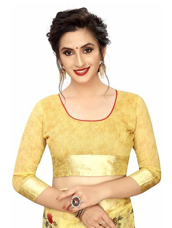floral printed saree with blouse - 19199610 - Standard Image - 2