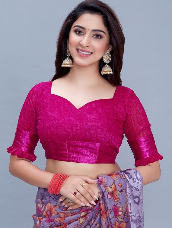 floral printed saree with blouse - 19199615 - Standard Image - 2