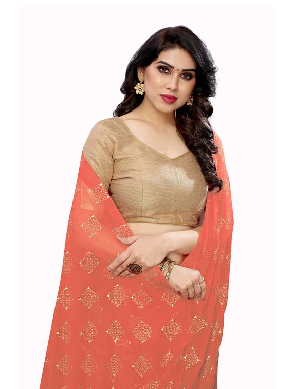 foil printed saree with blouse - 19199835 - Standard Image - 2