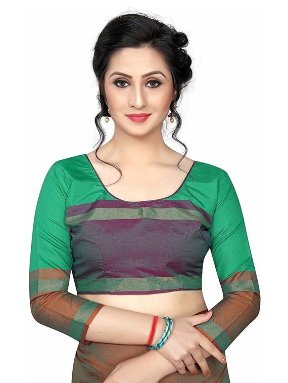 solid bordered saree with blouse - 19199857 - Standard Image - 2