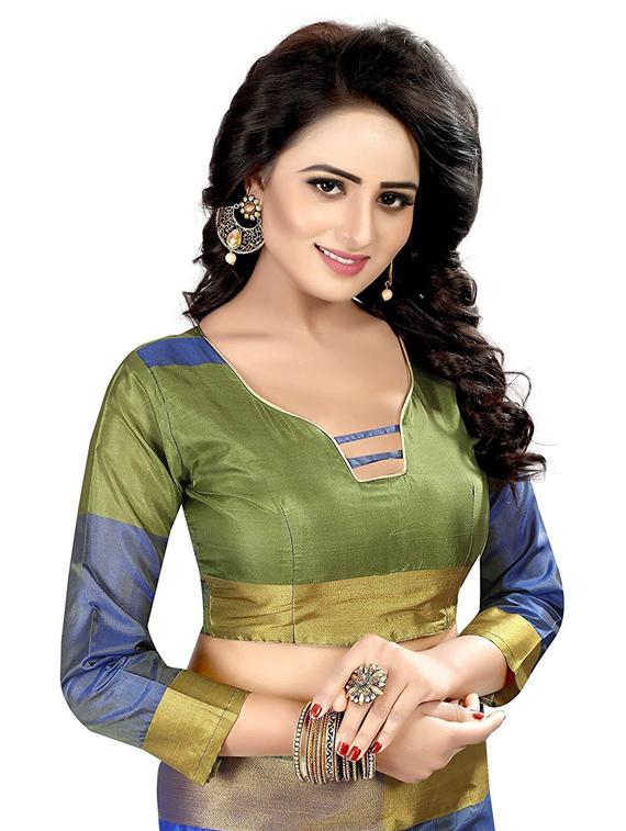 color block woven saree with blouse - 19199872 - Standard Image - 2