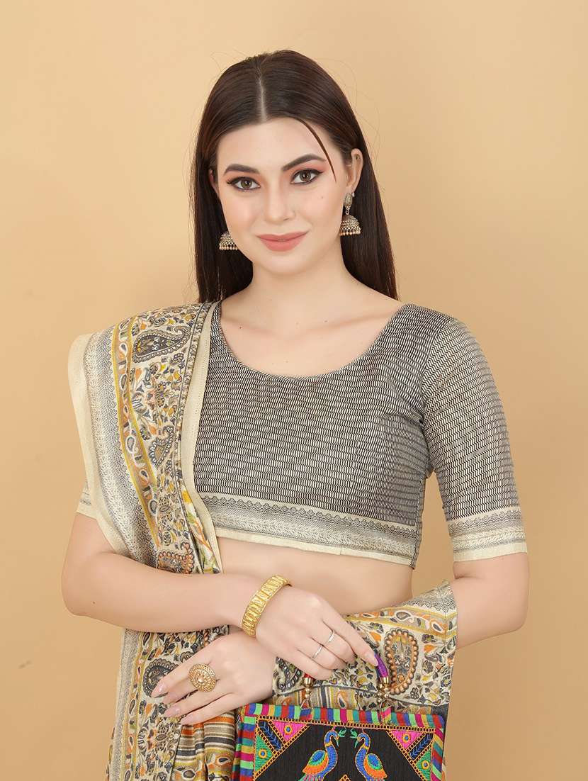 paisley printed saree with blouse - 19199877 - Standard Image - 2