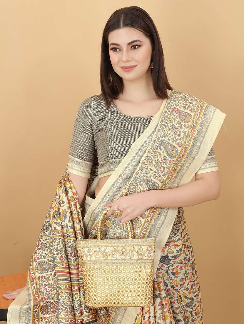 paisley printed saree with blouse - 19199878 - Standard Image - 2