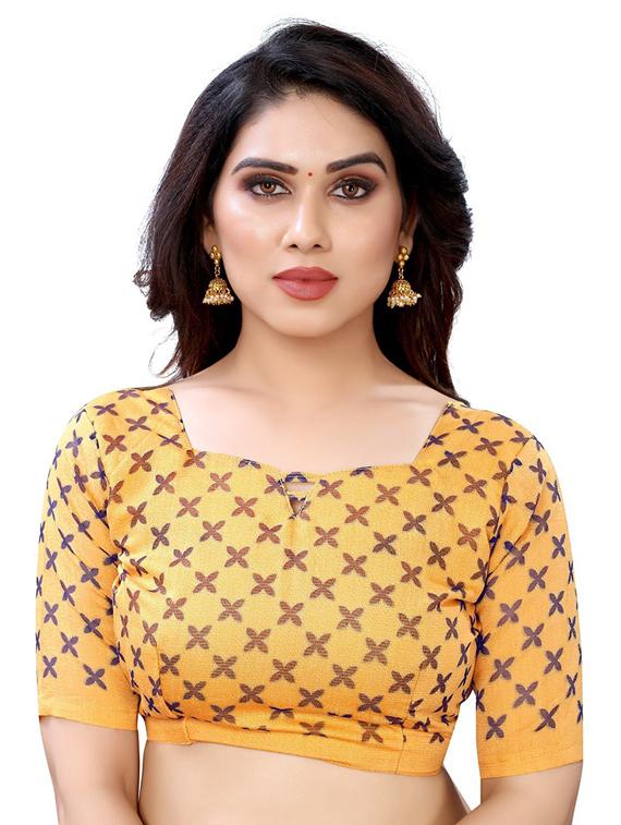 contrast border printed saree with blouse - 19199972 - Standard Image - 2