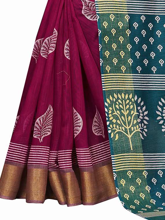 gold bordered printed saree with blouse - 19200101 - Standard Image - 2