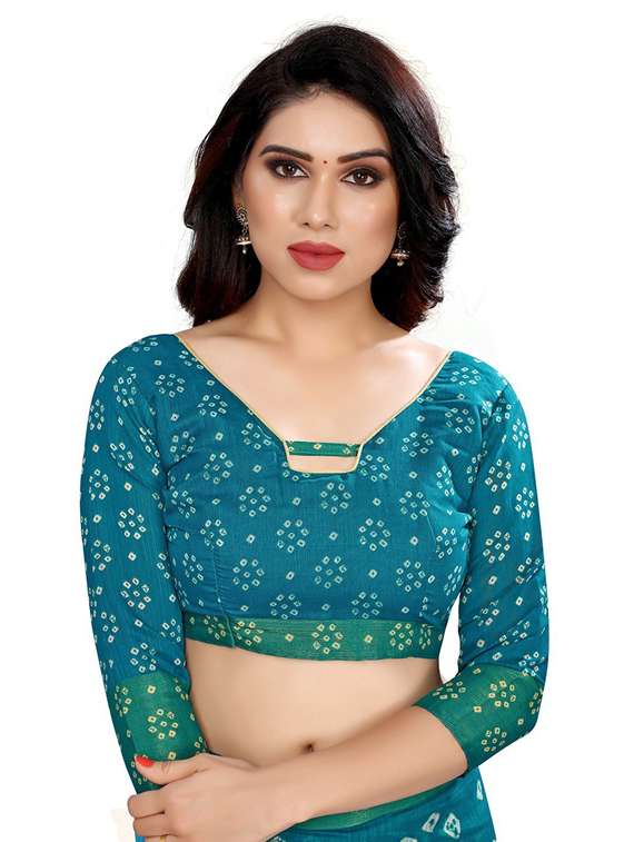 bandhani printed saree with blouse - 19200111 - Standard Image - 2