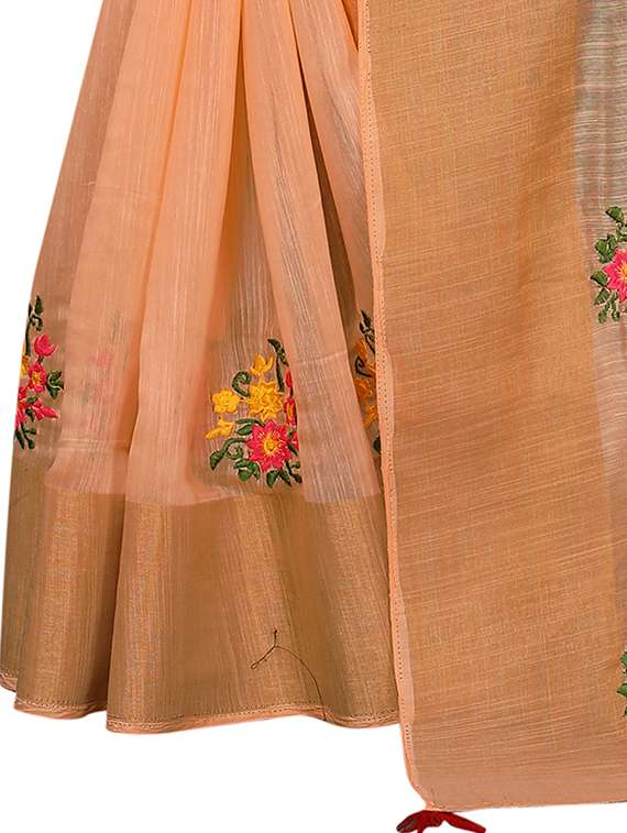 gold bordered embroidered saree with blouse - 19200143 - Standard Image - 2