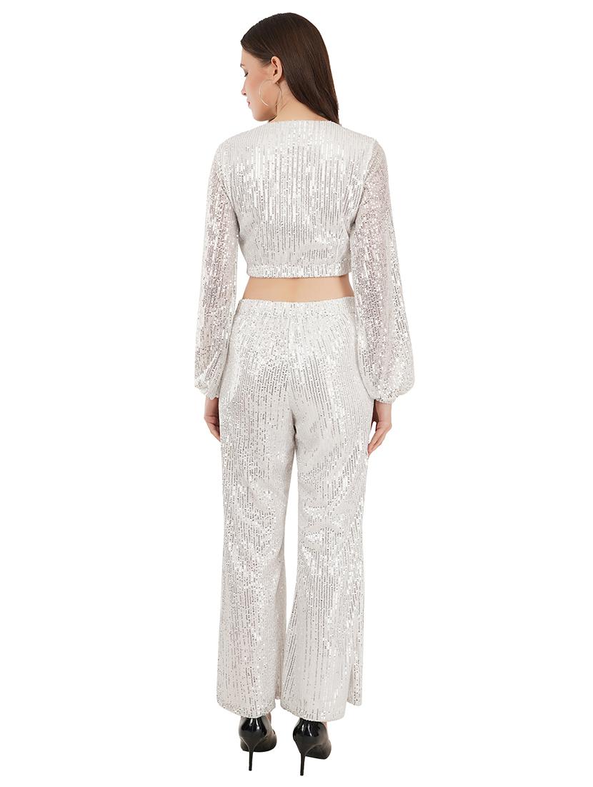 white sequin top and trouser set - 19204860 - Standard Image - 2
