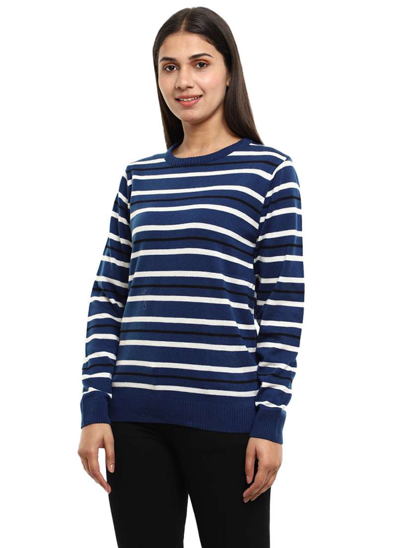 round neck striped pullover