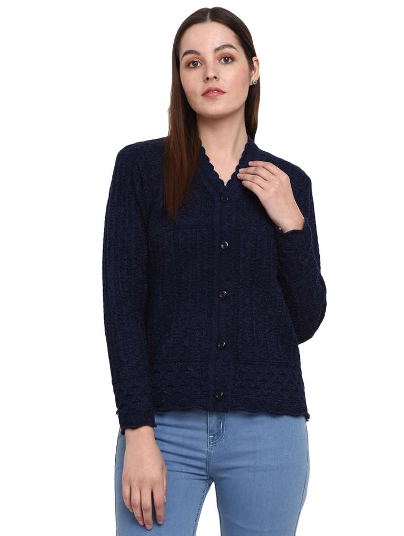 button up self design cardigan v