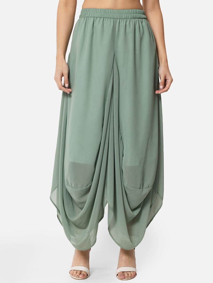 green solid palazzo - 19207366 -  Zoom Image - 0