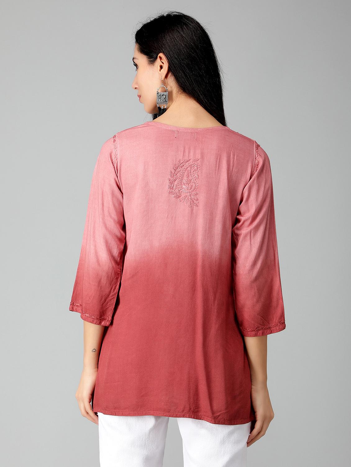 red ombre detailed straight kurti - 19207415 - Standard Image - 2